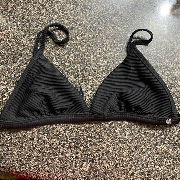 Seafolly NWT Essentials Fixed Triangle Bikini Top Black Size 6 - Picture 9 of 16